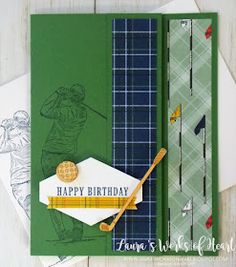 a birthday card with golf cards and envelopes