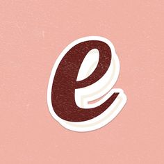 the letter e is made up of brown and white letters on a pink background,