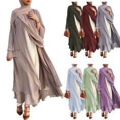 Top Seller for Dubai Abaya Open Kimono Kaftan Jilbab Muslim Women Maxi Dress Party Gown Caftan, Women's Dresses Flowy Maxi-length Abaya For Eid, Flowy Long Abaya For Eid, Party Long Sleeve Chiffon Abaya, Long Khimar For Wedding, Long Sleeve Chiffon Kaftan For Spring, Eid Chiffon Maxi Abaya, Chiffon Long Maxi Dress For Eid, Cape Dresses For Eid Party, Long Gown For Eid