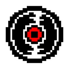 an old - school style pixel art sticker with a red flower in the center