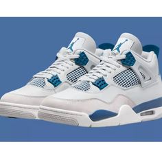 Brand New With Box Good Condition Jordan 4 Light Blue, Jordan 4 Military Blue, Nb Shoes, Fire Shoes, Jordan Retro 7, Jordan 4’s, Pretty Sneakers, Jordan Retro 12, Colorful Sneakers