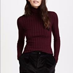 Zara Ribbed Knit Fitted Lightweight Turtleneck Sweater Top Size M Long Sleeve Stretchy, Rib Material 100% Lyocell Beautiful Deep Plum/Burgundy/Maroon . Perfect Basic To Have In Your Fall Closet! Long Enough To Wear With Leggings. Nwt. Perfect Condition, Never Worn. Burgundy Turtleneck, Fall Closet, Wear With Leggings, Deep Plum, Knit Turtleneck, Knit Turtleneck Sweater, Turtleneck Sweater, Sweater Top, Plum