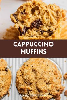 cappuccino muffins with chocolate chips in the middle and on top