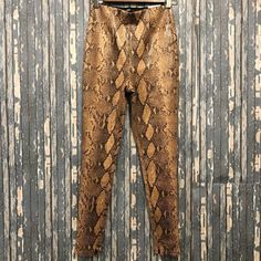 Zara Brown Snake Skin Hi Rise Leggings Trousers Pants Small Nwt Side Zip, Ankle Zippers New With Tags, Retails $45.90 See Pictures For Details Measures: 24" Waist Elastic 11" Rise 27" Inseam High Waist Brown Leggings For Spring, Zara High Waist Leggings, Zara High Waist Fitted Leggings, Zara High Waist Stretch Pants, Zara Brown Full-length Bottoms, Zara Stretch High Waist Pants, Zara Brown Full Length Bottoms, Zara Stretch Brown Pants, Zara High-waist Brown Bottoms