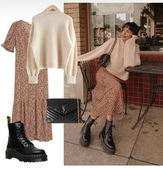 Autumn Dr Martens Outfit, Feminine Fall Fashion, Outfits Aesthetic Leather Jacket, Skirt Outfit Cold Weather, Aesthetic Leather Jacket Outfit, Aesthetic Leather Jacket, Fall Maxi Skirt Outfits, Fall Maxi Skirt, Oversized Plaid Blazer