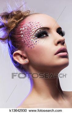 Image result for fantasy makeup Makeup Artist Tattoo, Cheshire Cat Makeup, Makeup Artist Website, Makeup Themes, Lip Art Makeup, Girly Makeup, Rhinestone Sticker