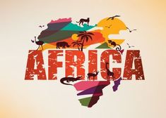 the word africa written in different colors and animals