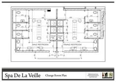 the floor plan for spa de la velle, chicago room plan is shown in black and white