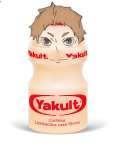 a bottle with an image of yakult on it's lid and eyes