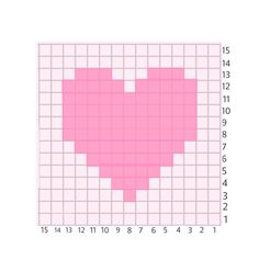 a cross stitch pattern with a pink heart in the middle and numbers on each side