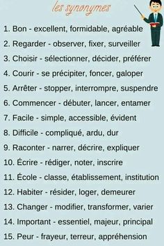 a list of french phrases with an image of a man in a suit