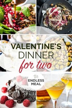 valentine's dinner for two with desserts and drinks