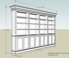 a drawing of a bookcase with measurements