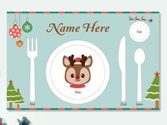 a place mat with a reindeer on it