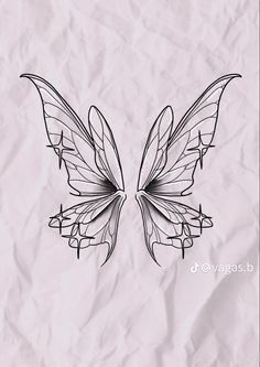 a drawing of two butterfly wings with stars on them