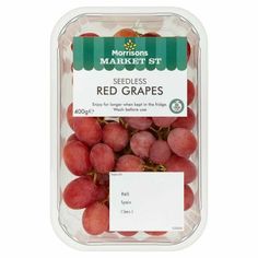 red grapes in a plastic container with a label on the side for marbout st seedless seeds