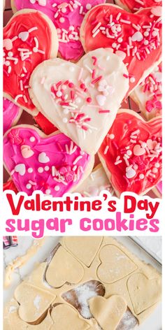 valentine's day sugar cookies with hearts and sprinkles