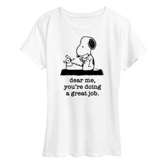 Peanuts - Dear Me Doing Great Job - Women's Short Sleeve Graphic T-Shirt You're Doing A Great Job, Snoopy Beagle, Sally Brown, Snoopy T Shirt, Peanuts Snoopy Woodstock, Charlie Brown Snoopy, Dear Me, Great Job, Graphic Artwork