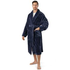 Pavilia Premium Mens Fluffy Soft Sherpa Fleece Robe Bathrobe with Shawl Collar, Pockets, Waist Tie Belt Classic yet modern and designed to be used as a comfortable mens bathrobe and night robe in your home, after shower, bath, pool, and spa. Fuzzy faux fur sherpa robe for me features fleece material feels warm and cozy on your skin. Comes with a shawl collar, adjustable waist belt, and 2 pockets. Constructed with 280 GSM (460 GSM for sherpa) of high-quality microfiber polyester that is soft to t Shower Spa, Fleece Robe, Bathrobe Men, Soft Robes, Men's Robes, One Piece Clothing, Hospital Gown, One Piece Pajamas, Mens Plaid