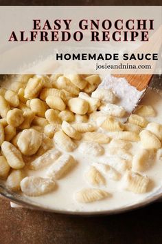 homemade gnocchi alfredo recipe in a skillet