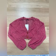 !! Nwt !! Never Worn Magenta And Orange Cardigan Balloon Sleeve Pink Long Sleeve Cropped Sweater For Fall, Pink Cropped Outerwear For Fall, Casual Cropped Sweater By Zara, Zara Pink Top For Winter, Pink Knitted Cropped Sweater For Spring, Zara Soft Knit Cardigan For Fall, Pink Knitted Cardigan For Fall, Casual Pink Soft Knit Outerwear, Casual Zara Knitted Cardigan