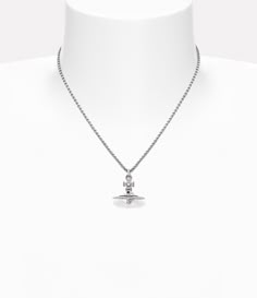 New Tiny Orb Pendant Necklace in PLATINUM | Vivienne Westwood® Into The Future, Vivienne Westwood, Three Dimensional, Lobster Clasp, The Future, Silver Tone, Platinum, Pendant Necklace, Japan