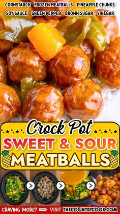 the flyer for crock pot sweet and sour meatballs