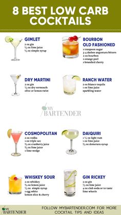 the 8 best low carb cocktails to drink in your home or office - info poster