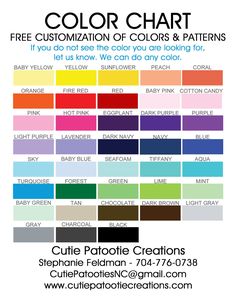 the color chart for this baby's crib bedding is available in multiple colors