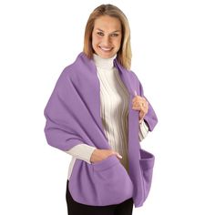 Super-Soft, Cozy Fleece Wrap Is The Perfect Way To Warm Your Shoulders On A Chilly Day. Featuring Two Large Front Pockets, It Makes A Cozy Wrap For Tv Time, Too! Hand Wash. Polyester; Imported. 66"L X 20"W. Colors Available In Burgundy, Winter White, Black, Camel, Lavender, Or Royal Blue. Shawl With Pockets, Mermaid Hat, Cashmere Winter Scarf, Mens Cashmere Scarf, Shawl Sweater, Cozy Wrap, Slim Fit Sweater, Collections Etc, Fall Scarves