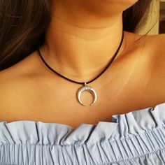 Tribal Crescent Moon Horn Suede Choker Is Very Bohemian Chic! Suede Choker Measures 16" In Length With A 2" Inch Extender Chain. Pendant Measures 1.25" Comes In A Gift Pouch Gift Pouch, Chain Pendant, Bohemian Chic, Crescent Moon, Color Orange, Crescent, Horn, Womens Jewelry Necklace, Choker