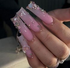 Boujee Nails, French Acrylic Nails, Glow Nails, Acrylic Nails Coffin Pink, Unique Acrylic Nails