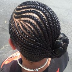 Asymmetrical Cornrows With Side Bun Nigerian Buns, Hair Cornrows, Cornrows Natural, Hairstyles School, School 2021, Side Bun, Romantic Questions