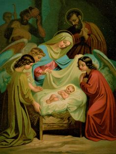 the birth of jesus is depicted in this painting