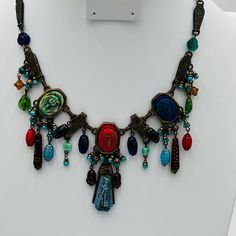 Vintage Art Deco Egyptian Vintage Goddess Pharaoh Collar Charm Necklace 18" Good Condition Rare Estate Find. Vintage Beaded Necklace, Vintage Goddess, Art Deco Egyptian, Vintage Beads Necklace, Vintage Art Deco, Lady In Red, Red Green, Womens Jewelry Necklace, Vintage Art