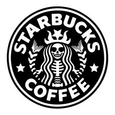 starbucks sticker with the words starbucks's coffee written in black and white on it