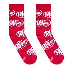 Outfit yourself with this tasty treat: a pair of Dr. Pepper Crazy Socks! Crafted with cozy, durable fabric, these crew-folded socks will have you comin' back for more. Get the energy boost (and the style points!) You crave in any situation. Your wardrobe won't be the same! Dr Pepper Socks, Dr Pepper Pants, Dr Pepper Cup, Dr Pepper Sweatshirt, Dr Pepper Vintage, Newborn Layette, Laser Engraved Leather, Shoes Retro, Primitives By Kathy