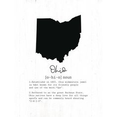 a black and white map of the state of ohio, with words written in cursive writing