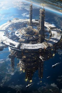 an image of a futuristic city in the sky