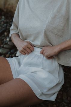 The Ria Short is designed with effortless style and movement in mind. Crafted from lightweight fabric with a captivating texture reminiscent of rippled water, it is destined to be a staple in your wardrobe🌞 Organic Aesthetic, Cropped Tee, White Short, Body Size, Crop Tee, Effortless Style