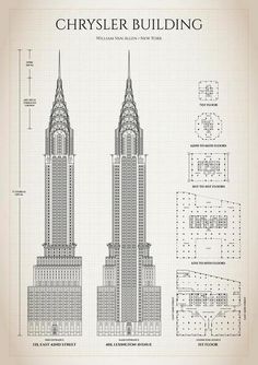 the chrysler building is shown in blueprint