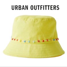 New With Tag. Daisy Beaded Trim Bucket Hat. Uo Exclusive. Cotton Canvas Bucket Hat Detailed With Colorful Beading Around The Crown. Content - 100% Cotton (B15-1) Bad Hair Day Hat, Womens Ball Caps, Pink Bucket Hat, Pink Baseball Hat, Corduroy Bucket Hat, Daisy Yellow, Faux Fur Bucket Hat, Cabbie Hat, Purple Canvas