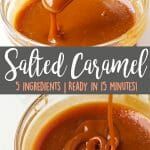 caramel sauce in a blender with the words salted caramel on it