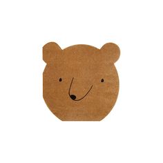 a brown bear head with black eyes on a white background and the bottom half of it's face is made out of cardboard