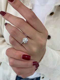 2ct Round F-VS2 Diamond Solitaire Engagement Ring - violetjewels Measure Ring Size, Round Solitaire Engagement Ring, Round Solitaire, Round Engagement Rings, Vs2 Diamond, Types Of Diamonds, Bridal Ring Sets, Engagement Rings Round, Eternity Ring Diamond