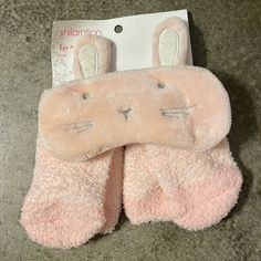 Pink Bunny Eye Mask & Sock Set. New With Tags, Never Used. Bee Sock, Black Leg Warmers, Red Office, Sock Set, Black Herringbone, Black Cat Eyes, Black And White Frames, Pink Bunny, Floral Knit