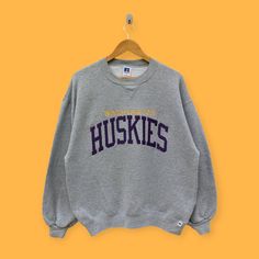 Vintage Washington huskies spell out sweatshirt Washington huskies crewneck Washington huskies sweater pullover nice gray colour size large by YoungmodernCo on Etsy Washington Huskies, Husky, Washington