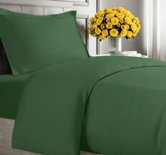 PRICES MAY VARY. 2 PIECE TWIN SIZE DUVET COVER SET: Transform your bedroom with our ultra soft 68” x 90” Twin / Twin XL size duvet cover set complete w/ (1) 20” x 26” pillow sham. Designed for ultimate comfort, this stylish set is luxurious, comfy, and oh-so-cozy - indulge in the ultimate sleep experience with our Twin / Twin XL size duvet cover set. Comforter NOT Included (Sold Separately). EXTRA SOFT & COMFY: Our duvet covers are made from plush double-brushed material, ensuring an exceptional Dark Green Pillow Sham, Plain Green Bedding, Twin Bed Green Bedding, Green Bedding Twin Xl, Emerald Green Comforter, Full Size Duvet Cover, Kids Sheet Sets, Green Comforter, Kids Sheets