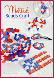 some red, white and blue beads are in the shape of an american flag on a plate