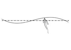 a black and white drawing of a long line with dots on the edge, in front of a plain background